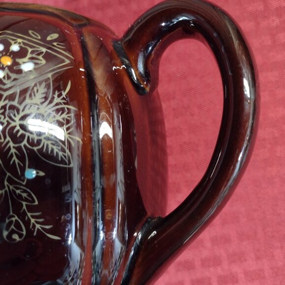 Hand-painted Ceramic Tea Pot – Brown, Gold, and Floral Design, Made in Japan - Picture 8 of 10
